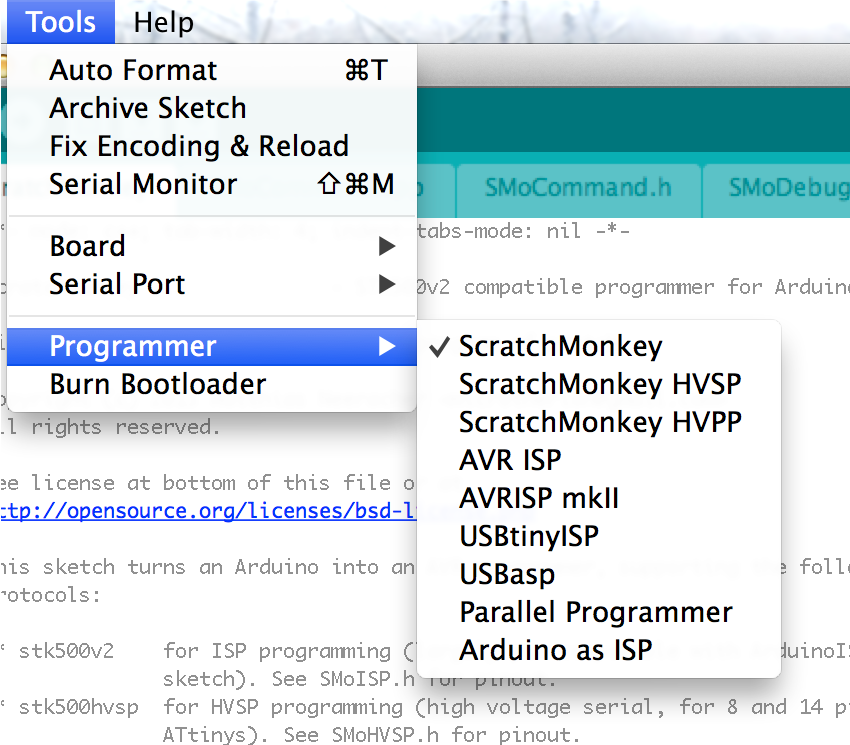 Arduino Programmer menu when correctly installed